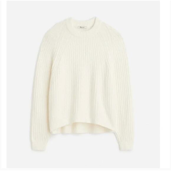 Madewell Ribbed Cotton Blend Sweater XS White NWT NT618 Wool Capsule Minimalist - Picture 2 of 5